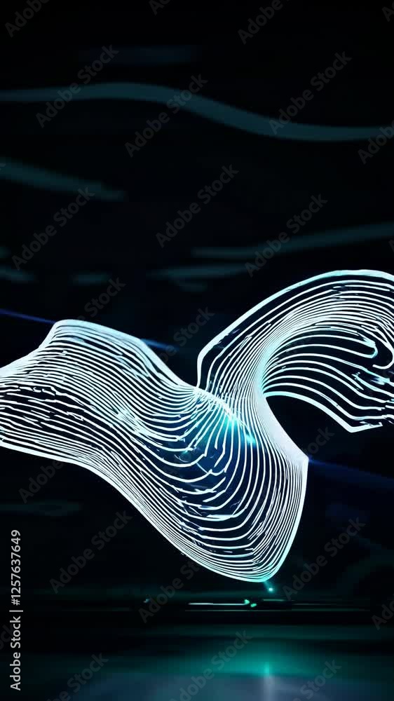 Leinwandbilder a digital fingerprint appearing on a dark matrix background, with glowing data lines flowing around it, creating a futuristic cybersecurity effect