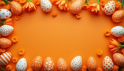 Colorful easter eggs and vibrant flowers create a festive spring celebration perfect for family gatherings and holiday joy. Generative AI
