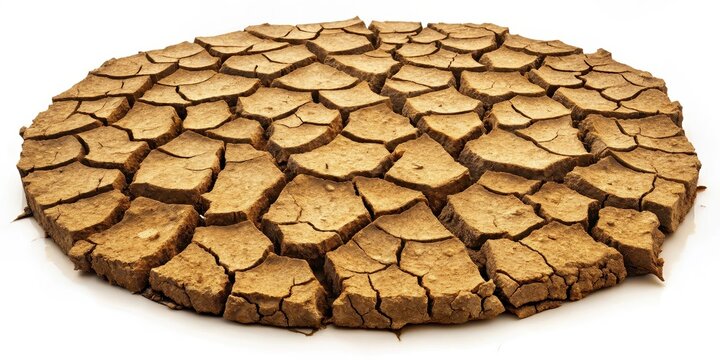 Cracked Earth Disk on White Background