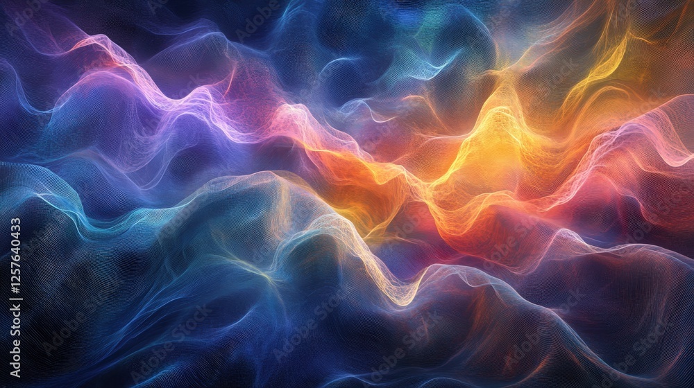 Poster thought waves, with data streams flowing through a neural network, showing the power of human cognit