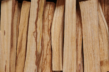 incense palo santo sticks wooden in a box on a white background flat lay close-up