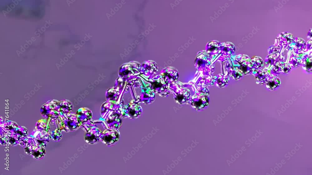 Aufkleber molecular structures forming and shifting, with transparent liquid-like connections and glowing part