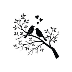 sticker of black and white cute love birds
