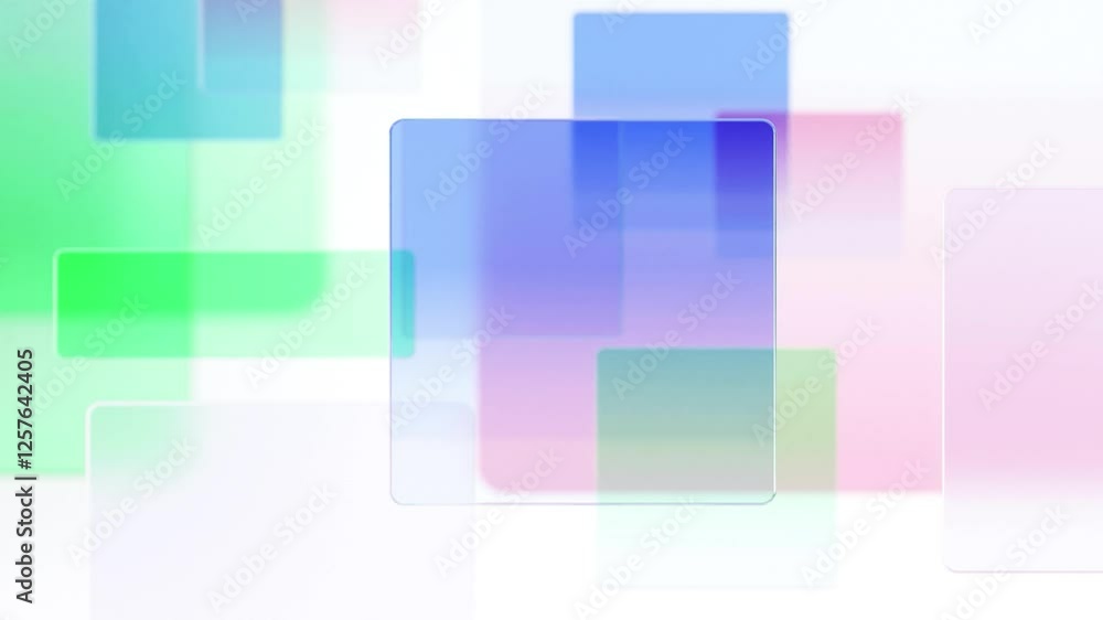 Poster 3d rendering of abstract transparent geometry glass with gradient colors, computer digital concept
