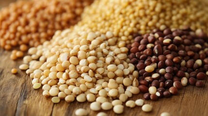 Obraz premium A close-up shot of whole grains and legumes,