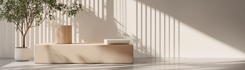 A modern and minimalist shop display interior.