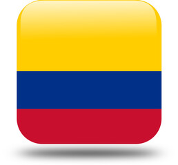 columbia Flag – 3D Square Icon Style with Drop Shadow, High Resolution PNG	