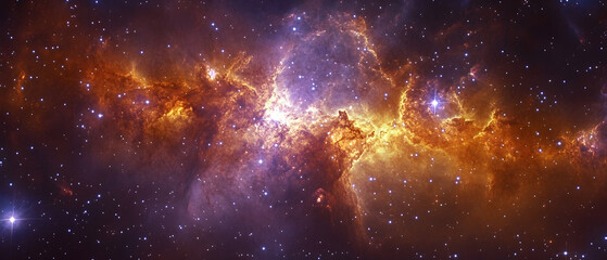 Obraz premium Cosmic Nebula Glowing gas clouds in space, starfield background, for science & design