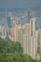 Obraz premium Stadtpanorama gesehen vom Victoria Peak, Hongkong, Volksrepublik China
