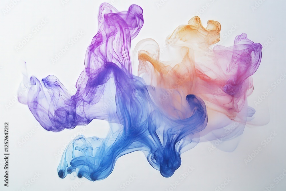 Poster 4k image of colorful watercolor paints flowing and blending on textured paper, creating an abstract 