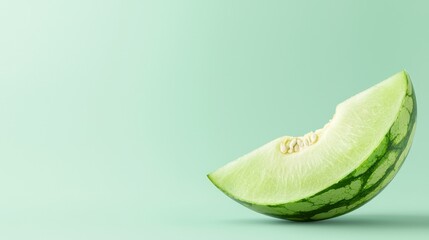A half of a green melon on a green background