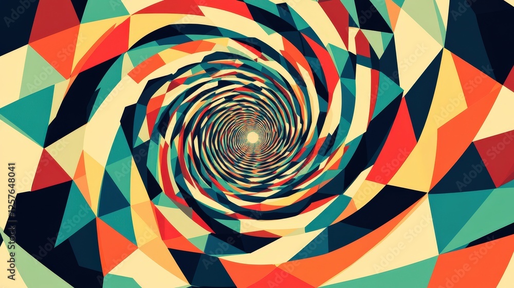 Poster triangles leading towards the center of the image, creating an optical illusion that draws the viewe