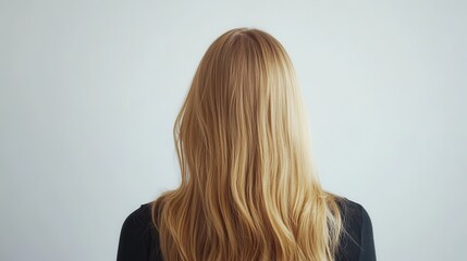 Fototapeta premium Beautiful model girl with Blond hair strand,silky healthy wavy hair strand,hair wavy ribbon, with smooth,Keratin straightening,Treatment,straight long hair,procedures,Smooth hairstyle.