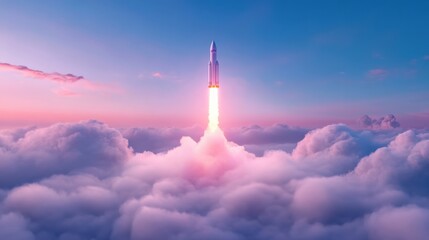 rocket launch through the clouds