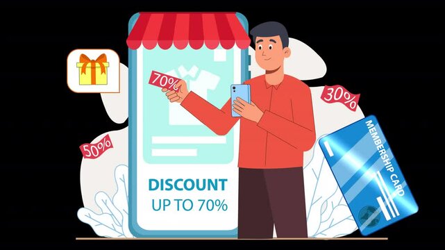 Illustrate customer loyalty through vector character animation. Characters engage with reward systems, redeem points, and build relationships with brands in a scalable, modern style.