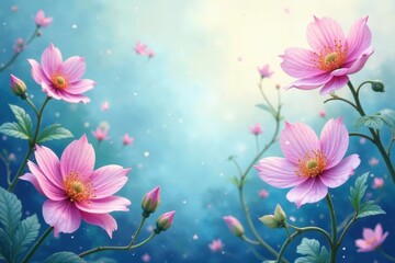 Delicate Pink Blooms Dancing in a Soft, Dreamy Light, a Serene Floral Scene of Nature's Gentle Beauty