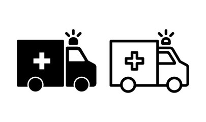 Fototapeta premium Ambulance icon logo design. ambulance truck sign and symbol. ambulance car