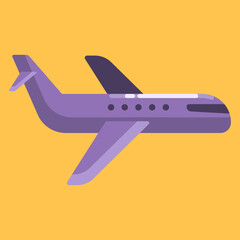 Plane of Travel and Holiday Isolated Stylized Flat Vector Design Illustration