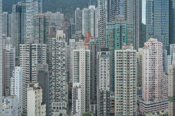 Naklejka premium Wohnhäuser, Hochhäuser, Hongkong Island, Hongkong, Volksrepublik China
