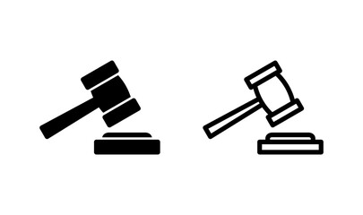 Gavel icon logo design. judge gavel sign and symbol. law icon. auction hammer