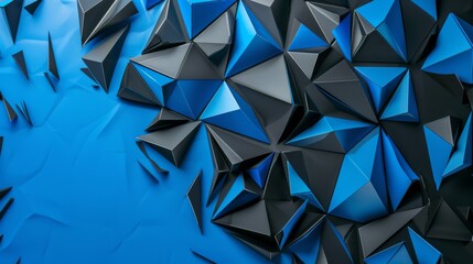 Triangles on blue Background for Design, Banner Template, Abstract Triangle Wallpaper with Copy Space, Minimalist Triangle Pattern Wallpaper
