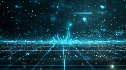 Glowing EKG Heartbeat Line on Futuristic Digital Grid, Medical Technology Visualization