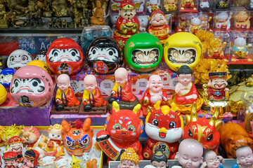Winkefiguren, Plastik, Markt, Stone Nullah Lane, Wan Chai Market, Hongkong, Volksrepublik China