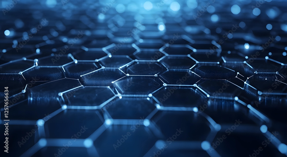 Aufkleber abstract hexagonal network digital technology background, futuristic blue grid pattern