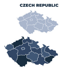 Czech Republic political map with states border outline