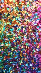 Fototapeta premium Vibrant confetti texture on glossy surface a celebration of color