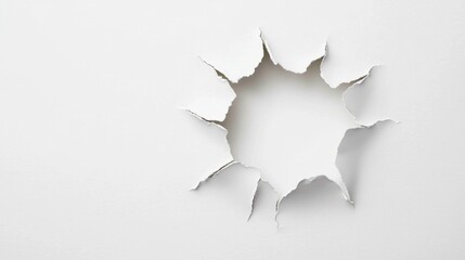 A hole in a white wall with a hole in it