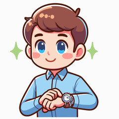 Businessman checking time on a wristwatch