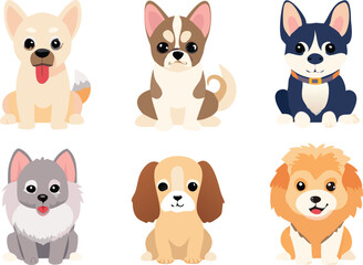 Different dogs collection. Vector
