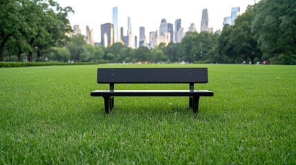 Fototapeta premium Empty park bench in Central Park NYC