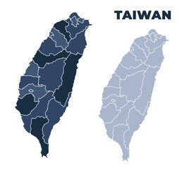 Taiwan political map with states border outline