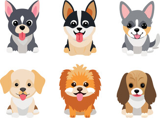 Different dogs collection. Vector