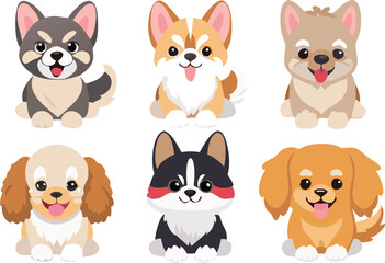 Fototapeta premium Different dogs collection. Vector
