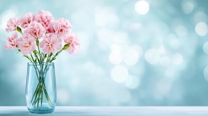 A vase filled with pink flowers sitting on top of a table