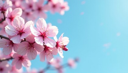 Obraz premium Abundant pink & white blossoms against a serene blue Festive spring scene , background, color