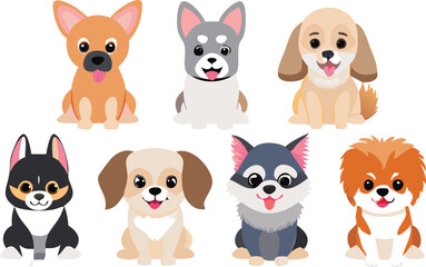 Different dogs collection. Vector