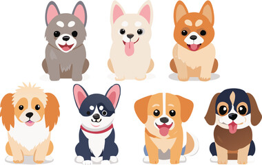 Different dogs collection. Vector
