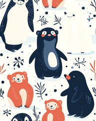 Cute animal illustration with playful designs.