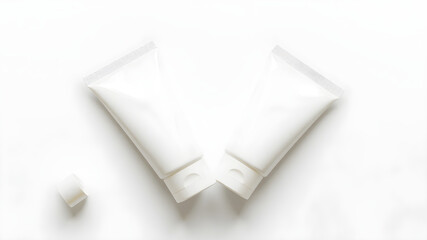 White cosmetic tube pack, isolated on white background