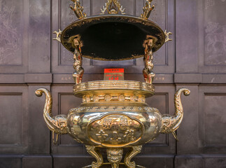 Messing-Kessel für Opfergaben und Gute Wünsche, Mengjia Longshan-Tempel, Guangzhou Street,...