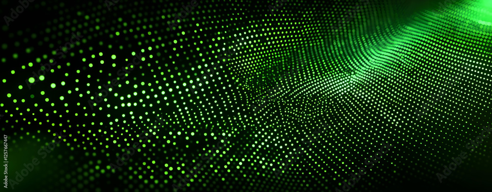 Poster abstract green dotted wave pattern digital background image