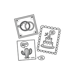 Hearts. Hand-drawn design elements