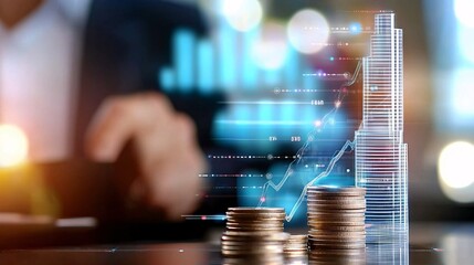 Fototapeta premium statistics resources and revenue drive trading visualization and earnings growth for investment success.