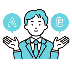 選択肢を出す若い会社員　ベクター