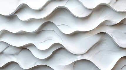 Abstract wavy white texture showcasing smooth layers, ideal for backgrounds and design