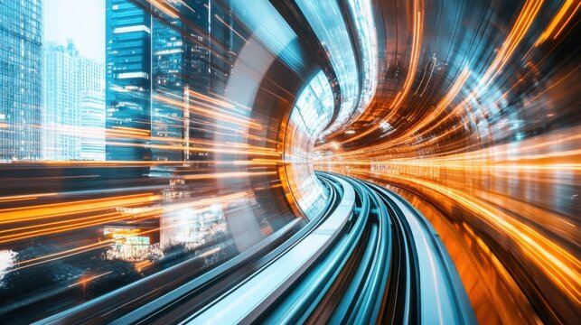 A futuristic hyperloop train speeding through